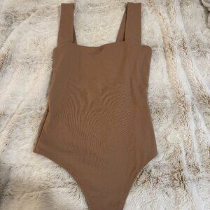 Seamless Fabric Squareneck Bodysuit Tan (XS)